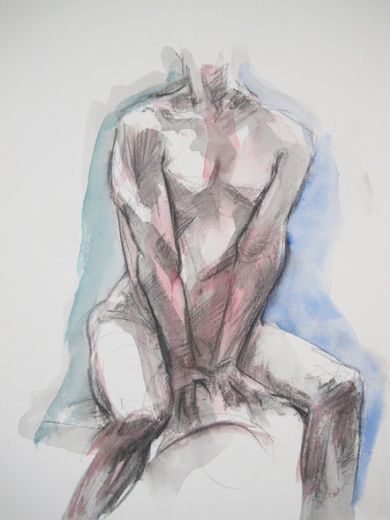 Seated male nude