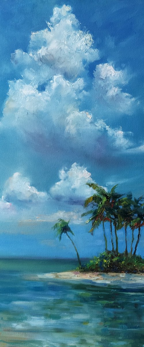 Tropical Island Under Blue Sky by Ann Krasikova