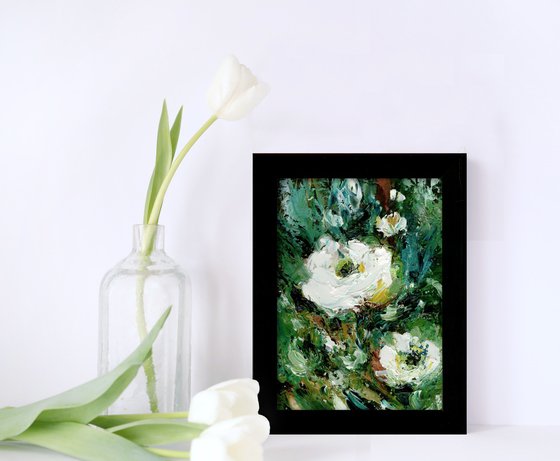 Tranquility Blooms 42 - Framed Highly Textured Floral Painting by Kathy Morton Stanion
