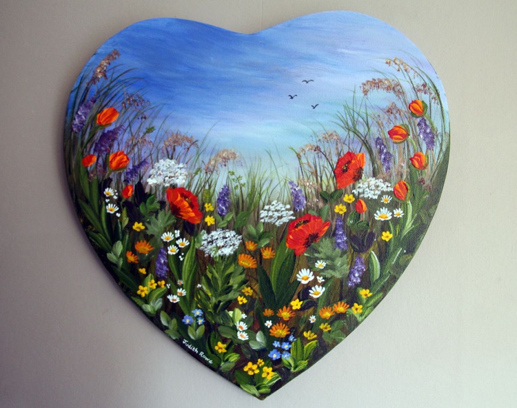 Wild Flowers With Love Heart By Judith Rowe Artfinder Please visit us now ! artfinder