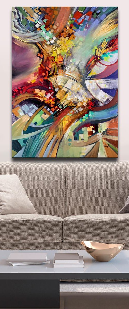 Abstract Oil Painting - Power and Beauty by Sandra Zekk