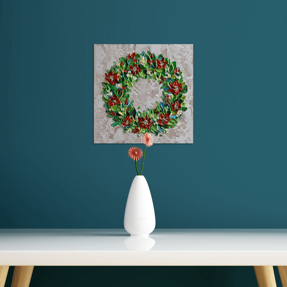 Christmas Wreath With Poinsettias