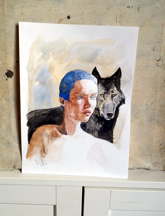 Girl with wolf