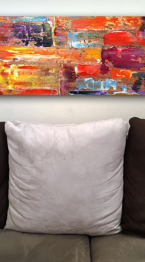 "Run Amok" -  Original PMS Oil Painting On Reclaimed Wood - 28 x 11 inches by Preston M. Smith (PMS)