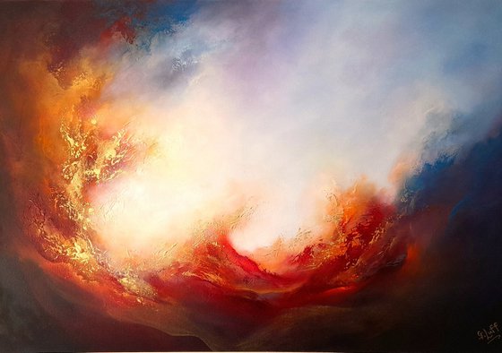 WRATH OF ANGELS XIII (Large skyscape/seascape original oil painting 90 X 60cm)