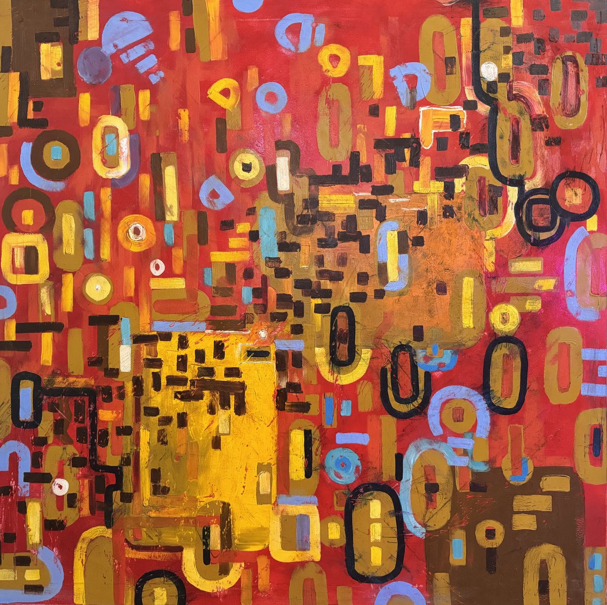 Abstract Oil Painting By Diana Malivani, 39 X 39, The Scent Of Cinnamon, Original Artwork