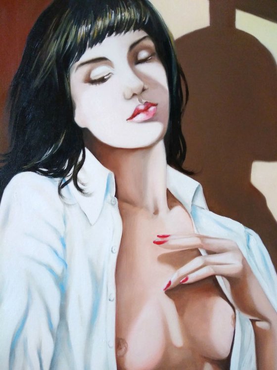 The sun in the room - portrait -nude - original painting