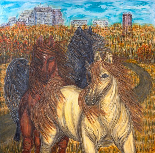 Imagine Wild Horses In Minneapolis by Kim Jones Miller