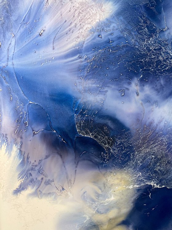 Blue and Gold Abstract Art
