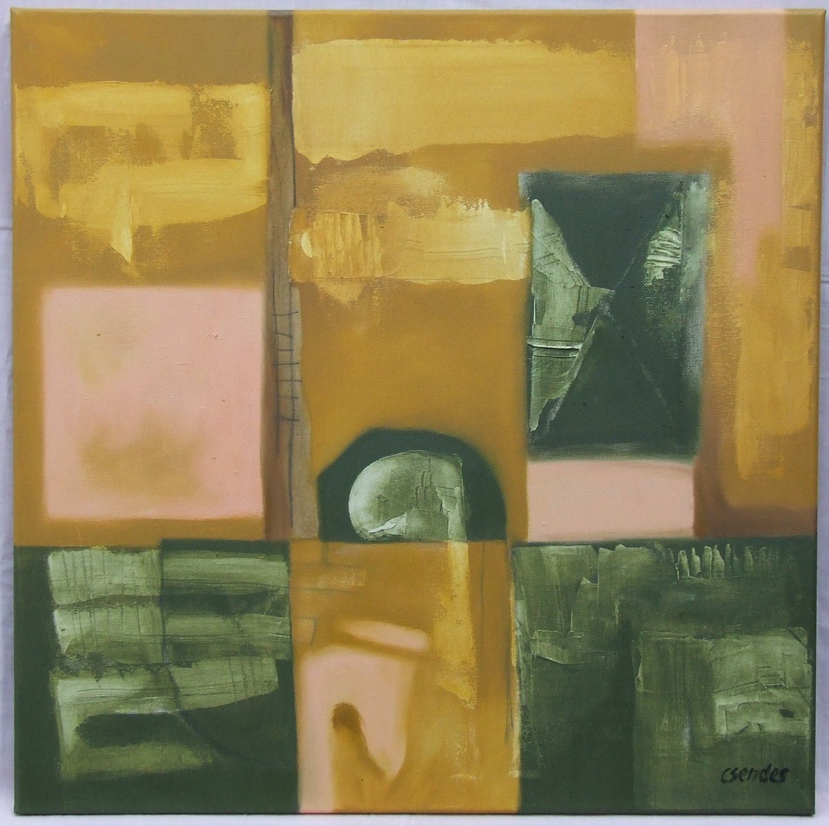 Expressive Abstract Oil Painting By Csaba Csendes, 20 X 20, Left ? Right ?, Original Artwork