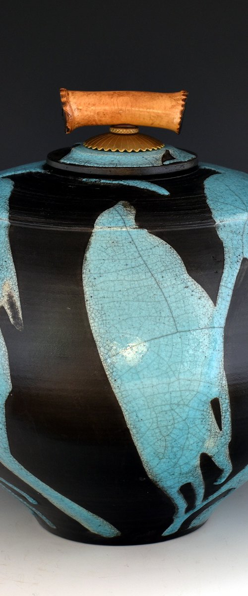 Raku Vessel Urn 228 by Ron Mello
