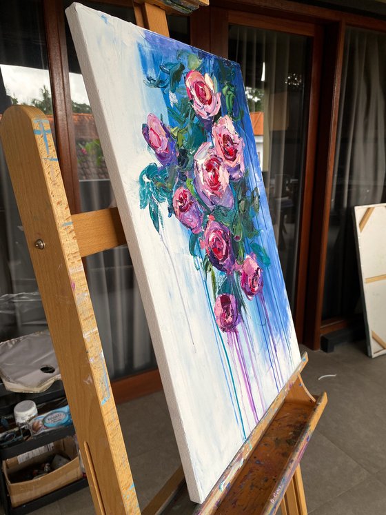 Flowing Roses in Blue