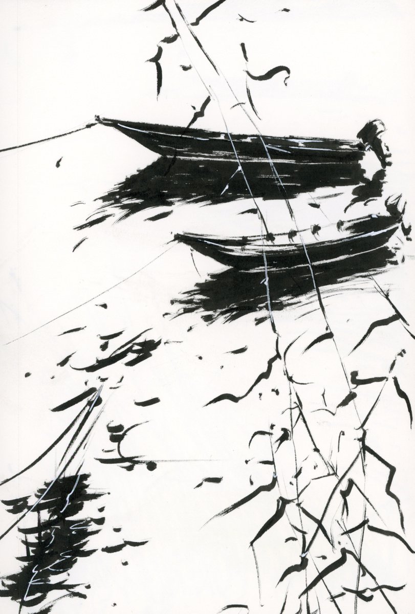 Boats of the Loire. Drawing #4. by Tatyana Tokareva