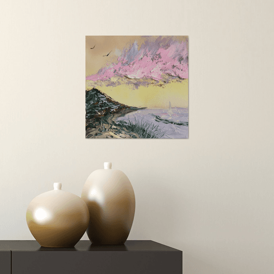 Rainbow clouds sunset 30x30cm