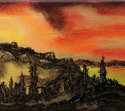 Corfe Castle on Gold leaf by Marja Brown