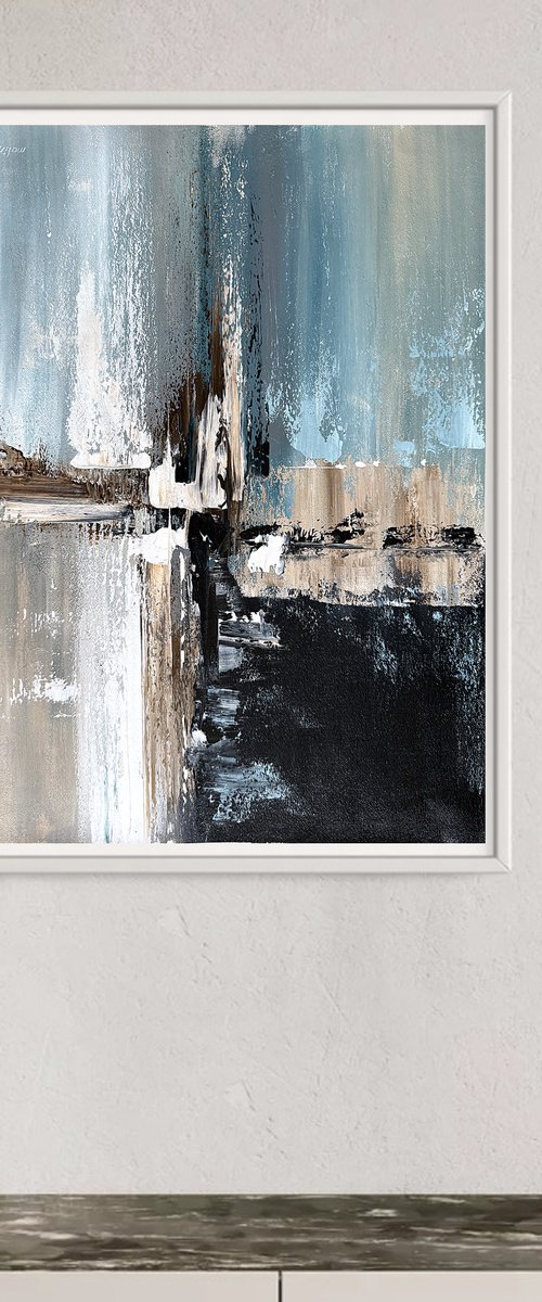 Ivory sky blue abstract by Tatiana Malinovscaia