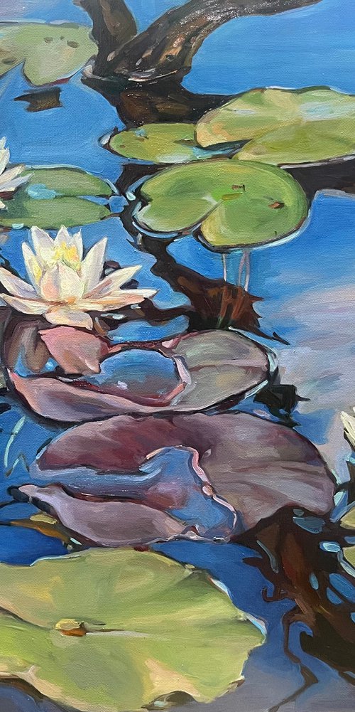 Sky lilies. Water lilies. Pond life 72.7cm/60.6 cm by Guzel Min