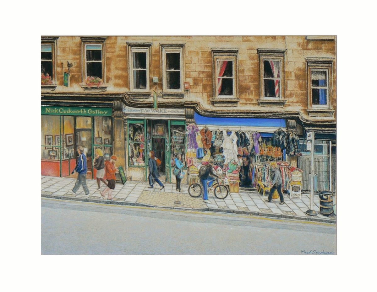 Photorealistic Landscape Painting By Paul Simpkins, 24 X 20", Walcot Street Bath, Original Artwork