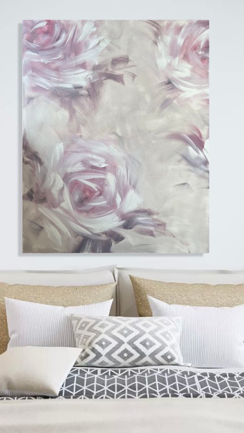 80x100cm. Abstract flowers wall art. Silence 3 by Marina Skromova