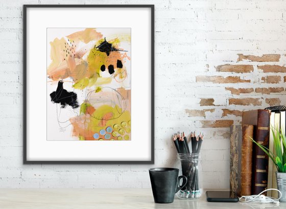 En transit - Original abstract painting on paper - One of a kind