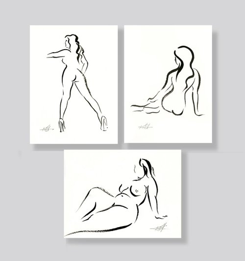 Brushstroke Nude Goddess Collection -  Set 3 by Kathy Morton Stanion by Kathy Morton Stanion