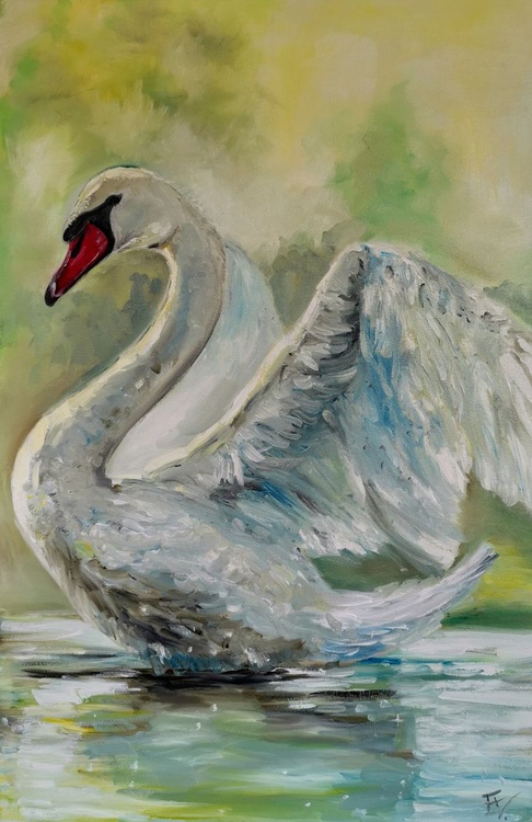 Swan 2 2019 Oil Painting By Elina Venkova Artfinder