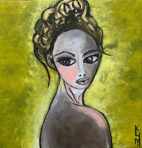 Portrait of Woman Small Paintings Gift Ideas For Her Girl Home Decor Wall Art Decor 8”x8”