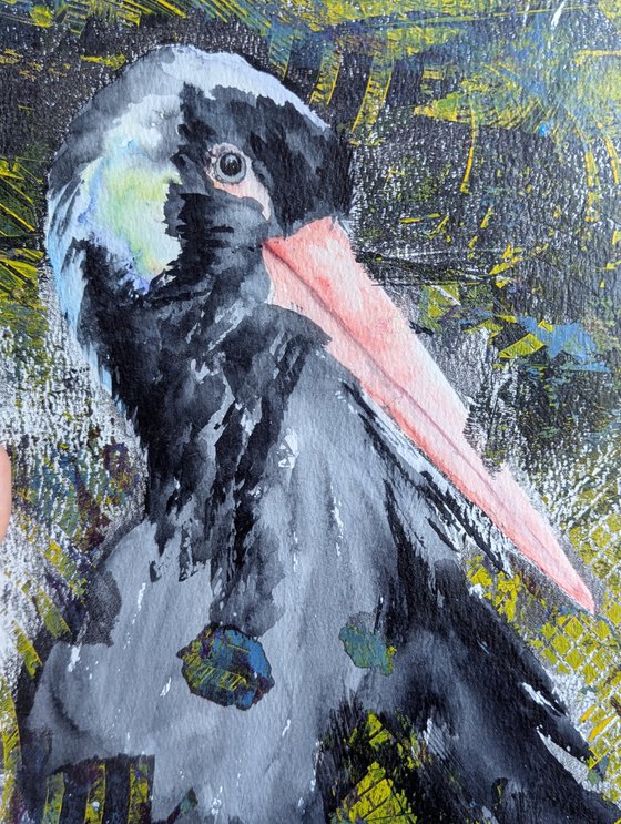 Black stork in Mixed Media