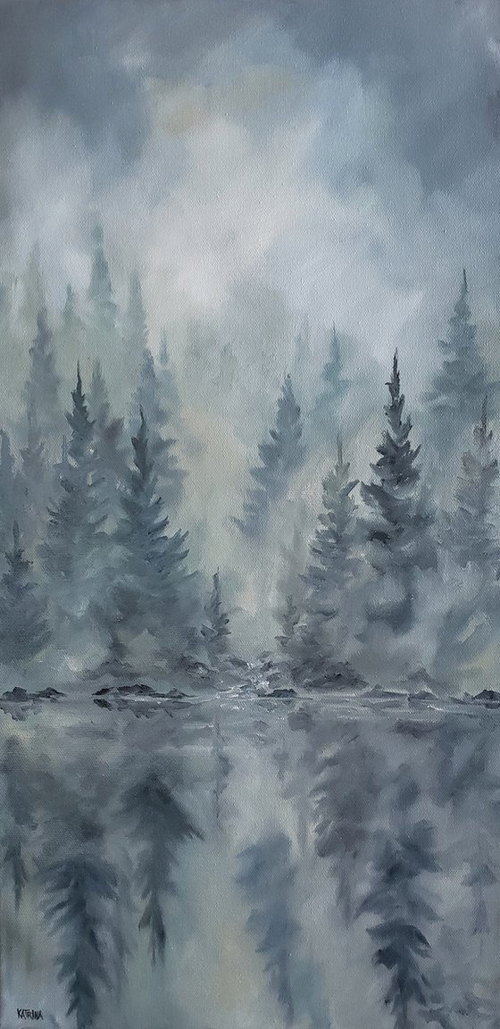 "Rain in the Forest" - Landscape - Pines - Water