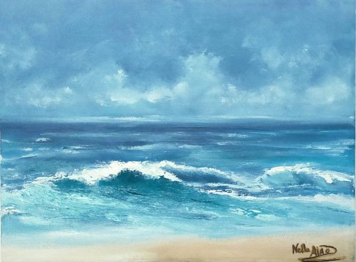 Waves Crushing on Beach by Nella Alao