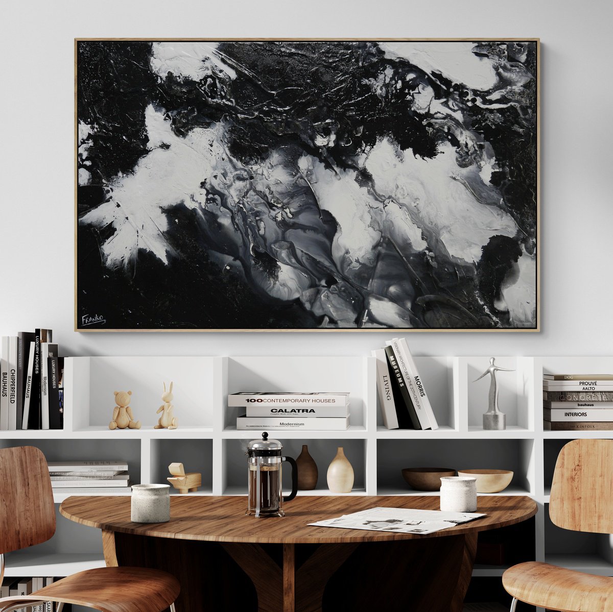 Abstract Acrylic Painting By Franko, 63 X 39, Spatial, Original Artwork