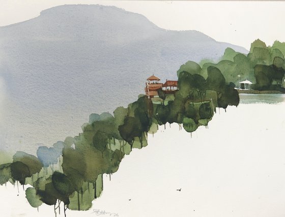 Himalayan cliff, house with view