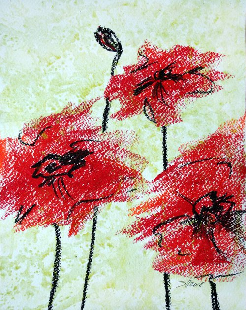 Poppies #3 / Original Painting by Salana Art Gallery