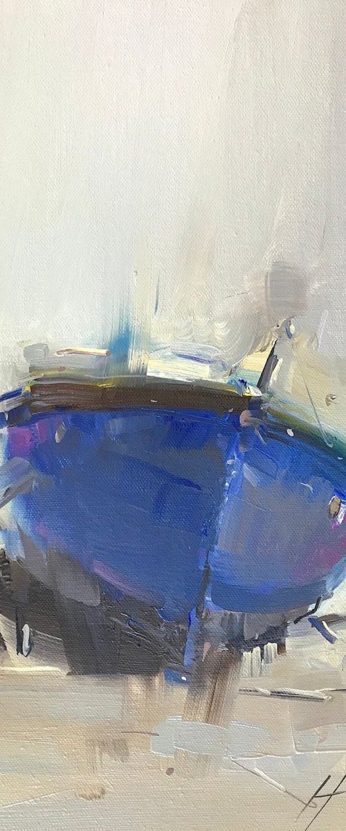 Rowboat, Original oil painting, Handmade artwork, One of a kind by Vahe Yeremyan