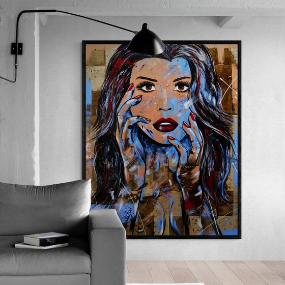 Fifty Shades of Raven 120cm x 150cm Sexy Nude Book Page Abstract Realism Art