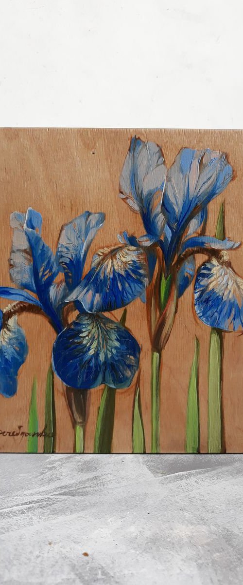 Blue irises by Nataly Derevyanko