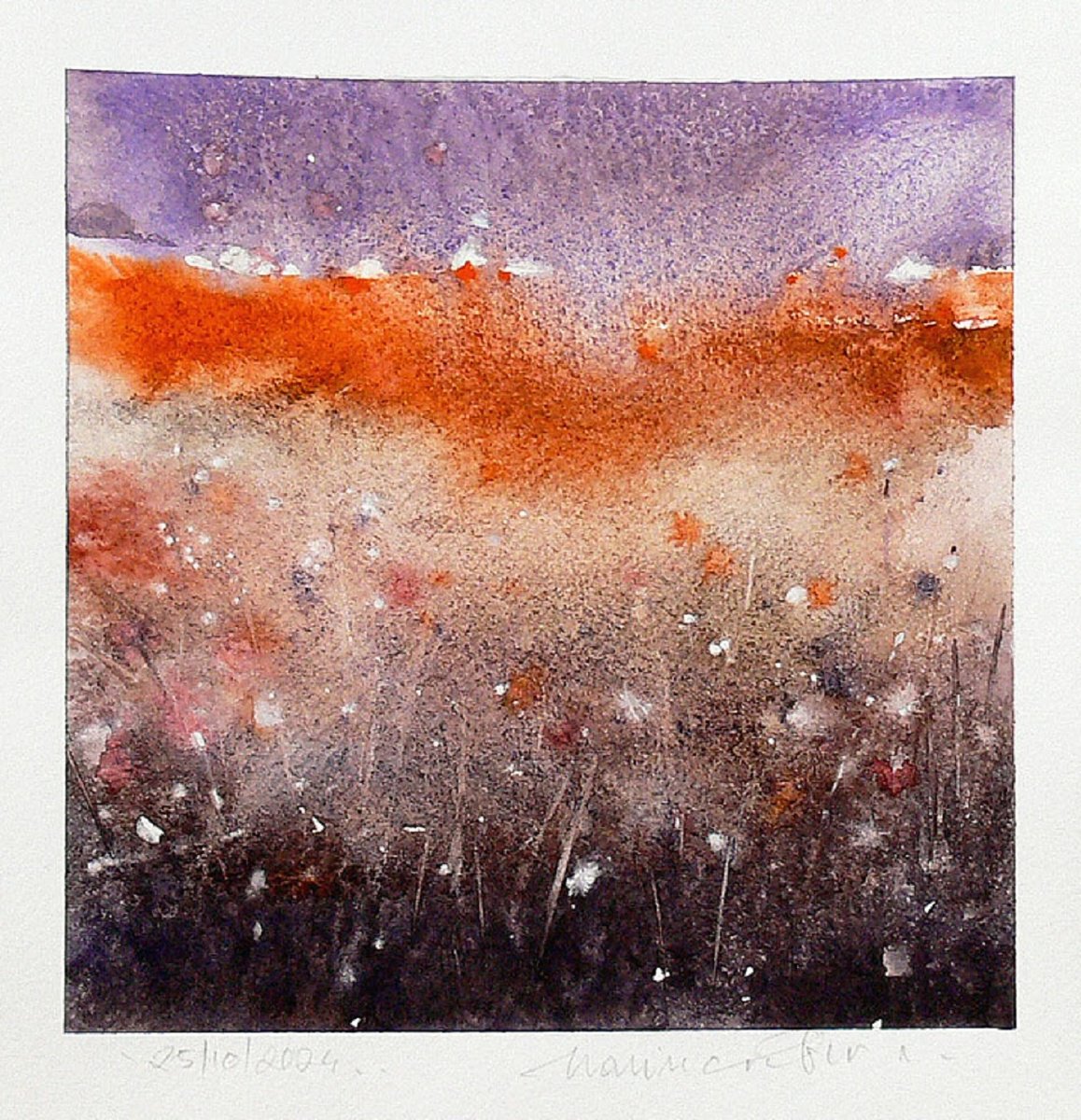 Expressive Abstract Watercolour By Marin Victor, 7 X 7", Abstraction, Watercolor Art., Original Artwork