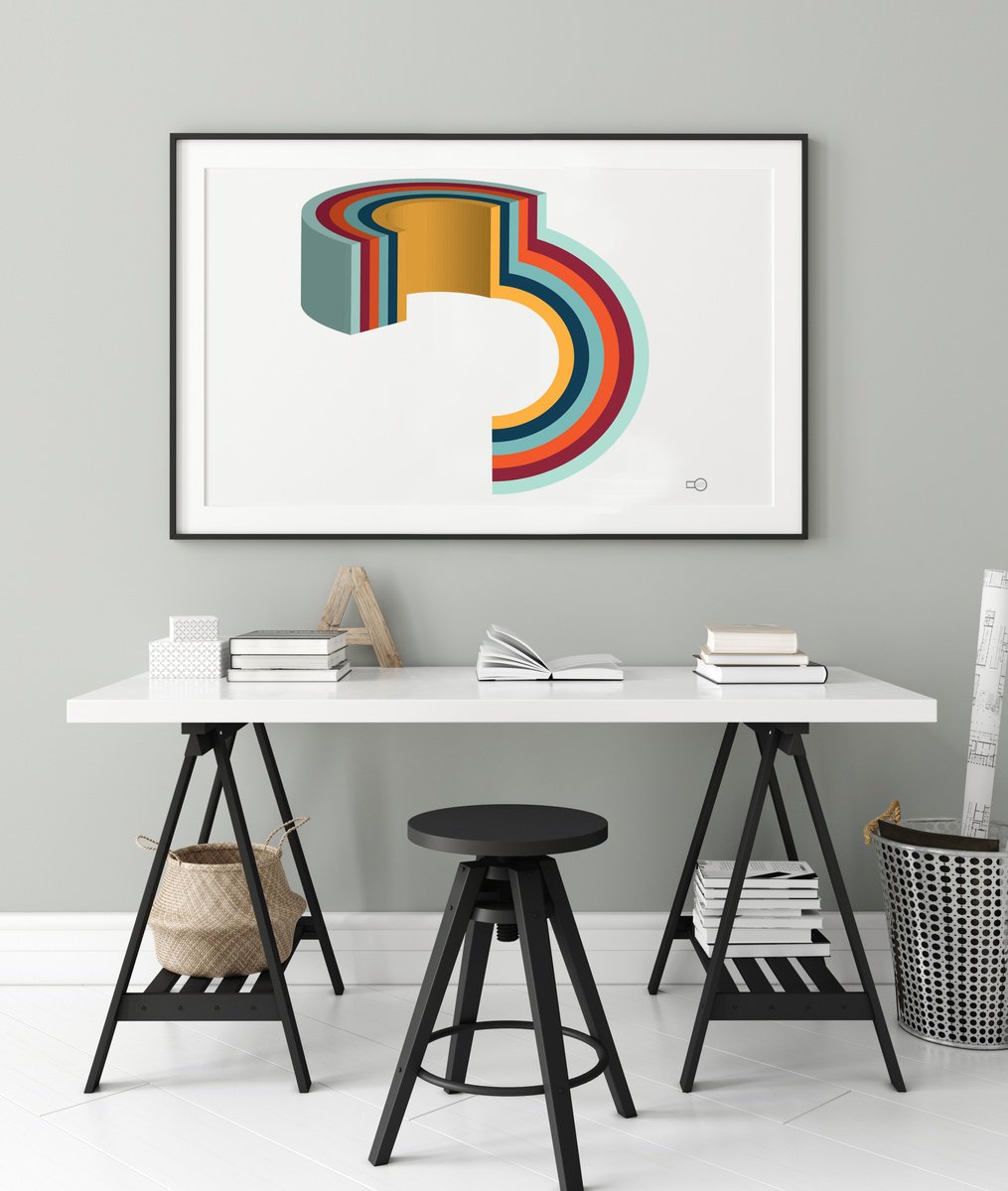 Geometric Abstract Giclee Print By Leigh Bagley, 39 X 28", Curve, Original Artwork