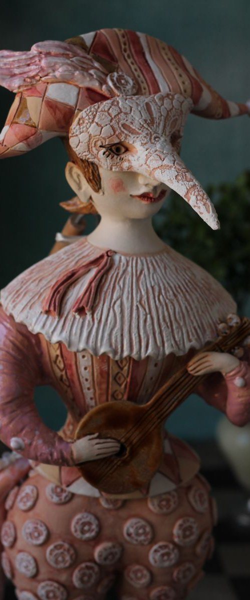 Incognito. Wall sculpture by Elya Yalonetski, Masked Harlequin by Elya Yalonetski