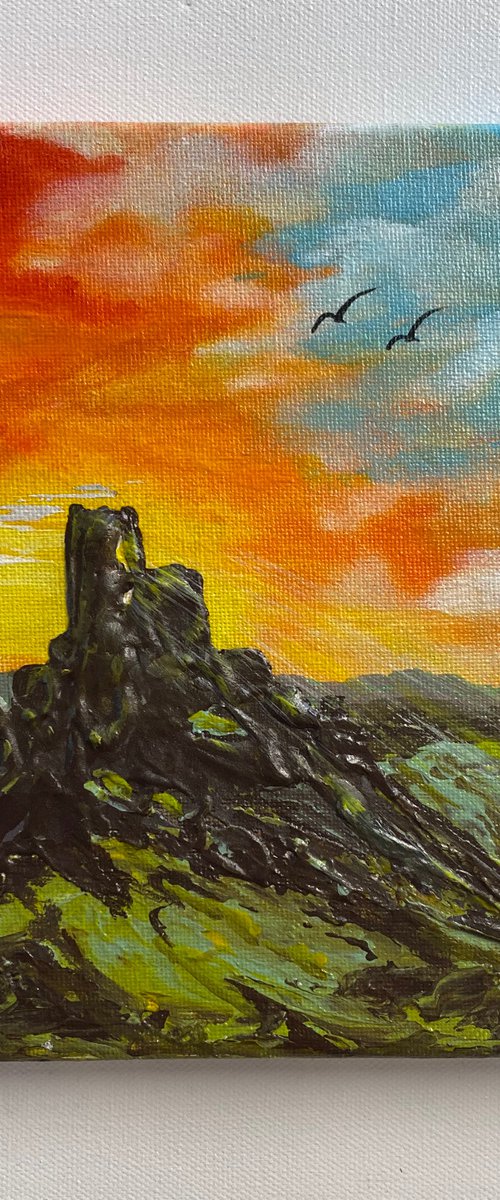 Corfe Castle Textured Unframed by Marja Brown