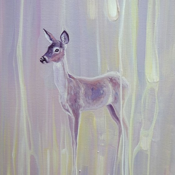 Beautiful - original oil painting abstract with deer