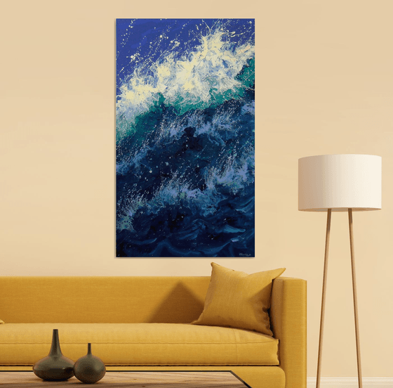 47.2” Seascape “Wave” LARGE Original Painting