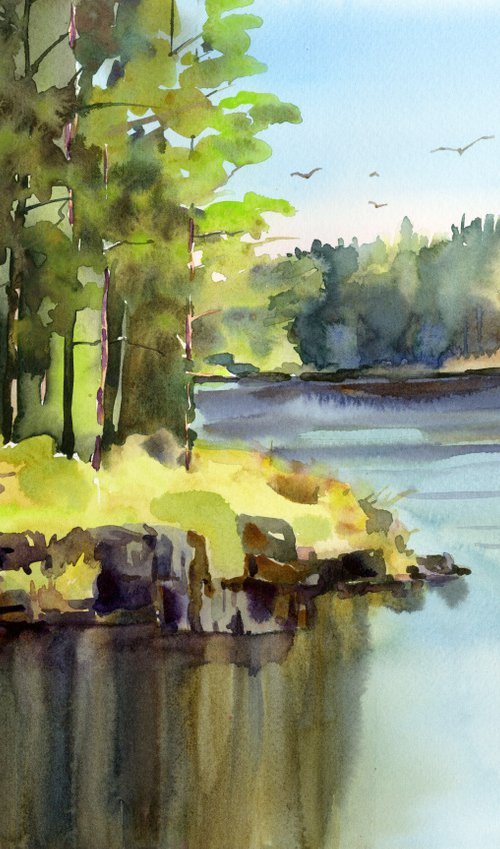 Ladoga lake, Valaam Island, Pines and stones of Karelia by Yulia Evsyukova