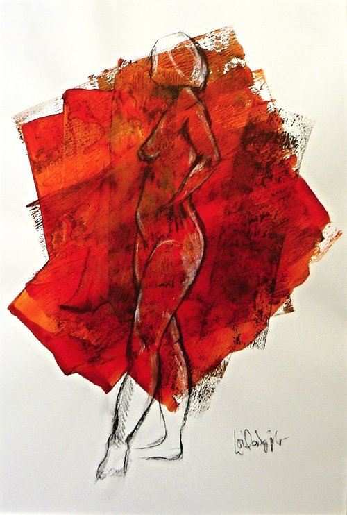 Hazel on red by Louise Diggle