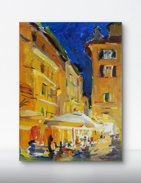 Evening cafe . Streets of Italy