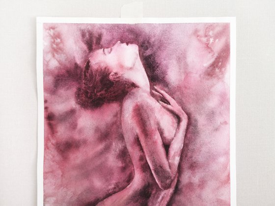 Nude sensual women watercolor painting