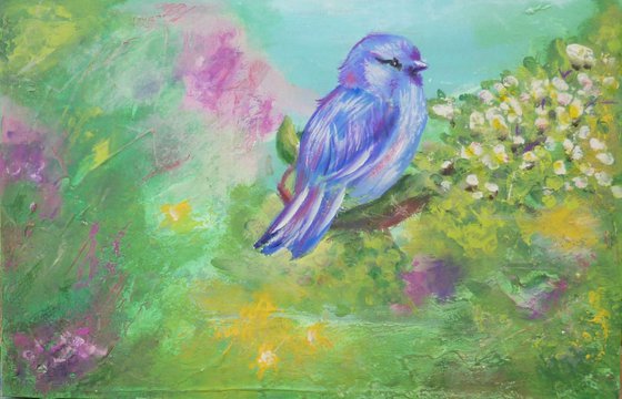 Spring Bird on Canvas