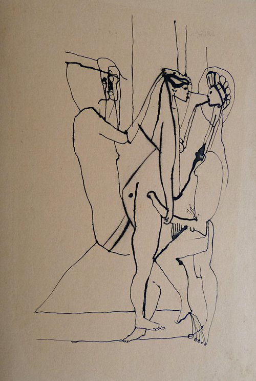 Surrealist drawing 92, 23x31 cm by Frederic Belaubre