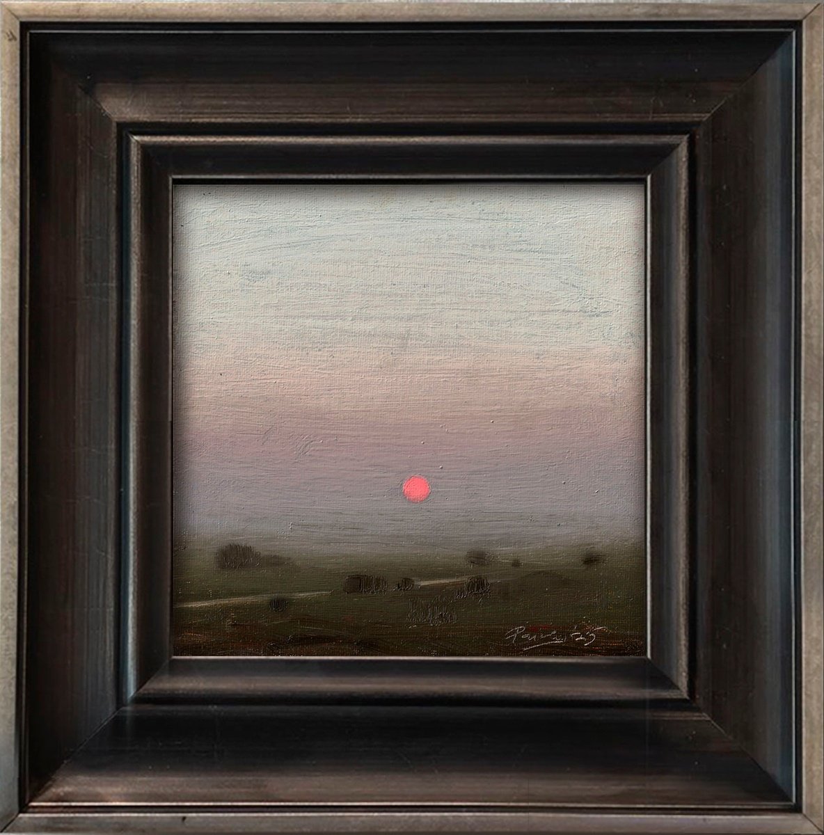 Impressionistic Landscape Oil Painting By Ayna Paisley, 9 X 9, Mist Over The Valley - Study, Original Artwork