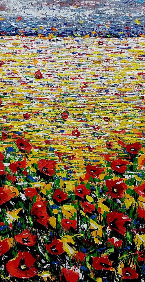 Field of poppies (80x100cm oil painting, impressionism) by Andranik Harutyunyan